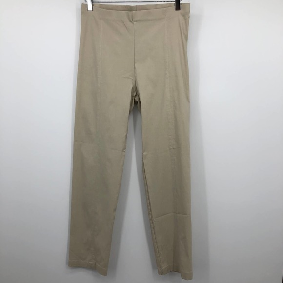 Franne Gold Beige Straight Pants Womens 14 Elastic High Rise Pull-On Tan Stretch - Picture 6 of 6